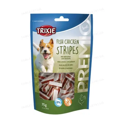 Ласощі для собак Trixie PREMIO Chicken and Pollock Stripes палички курка / лосось, 75 г