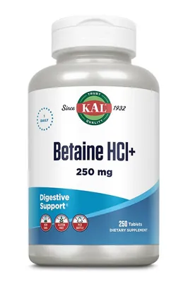 Бетаїн KAL Betaine HCl Plus 250 мг, 250 таблеток