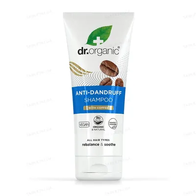 Шампунь для волосся Dr.Organic з кавовими зернами проти лупи, 200 мл