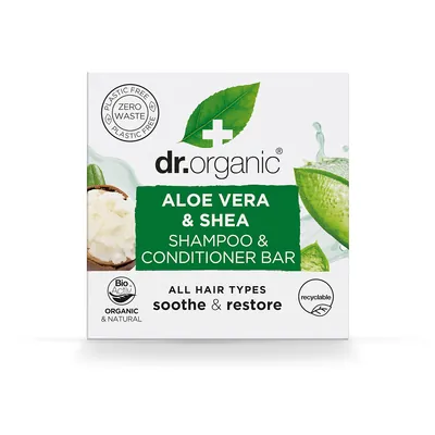 Шампунь-кондиціонер твердий Dr.Organic з алое вера та олією ши, 75 г