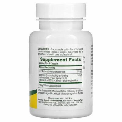 ДГЭА-25 с биоперином Nature's Plus DHEA-25 With Bioperine, 60 капсул