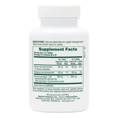Гарцинія камбоджійська Nature's Plus Super Citrimax, 60 таблеток