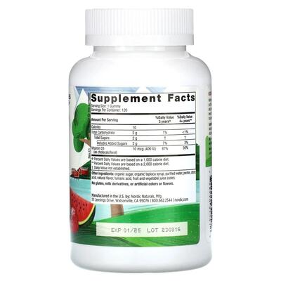 Витамин D3 для детей Nordic Naturals Vitamin D3 400 МЕ арбуз, 120 конфет
