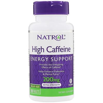 Кофеин Natrol High Caffeine 200 мг, 100 таблеток