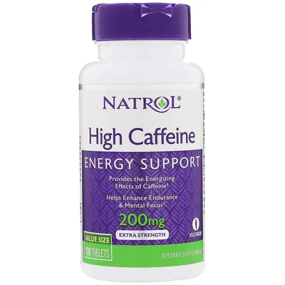 Кофеїн Natrol High Caffeine 200 мг, 100 таблеток