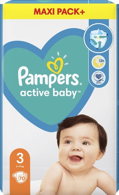 Подгузники детские Pampers Active Baby размер 3, 6-10 кг, 70 шт