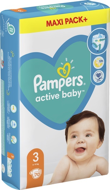 Подгузники детские Pampers Active Baby размер 3, 6-10 кг, 70 шт