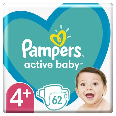 Підгузки дитячі Pampers Active Baby розмір 4+, 10-15 кг, 62 шт