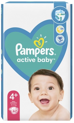 Підгузки дитячі Pampers Active Baby розмір 4+, 10-15 кг, 62 шт