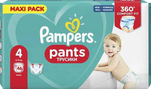 Підгузки-трусики Pampers Pants дитячі розмір 4, 9-15 кг, 46 шт