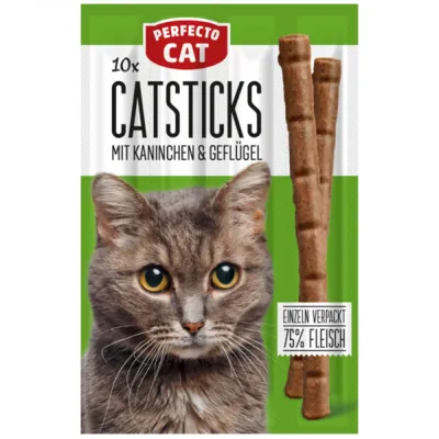 Ласощі для котів Perfecto Cat палички кролик та курка, 10 штук
