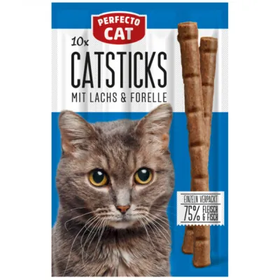 Ласощі для котів Perfecto Cat палички лосось та форель, 10 штук
