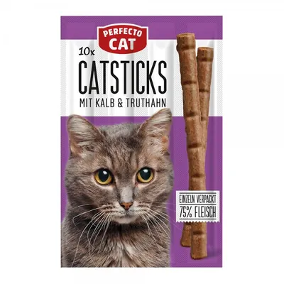 Ласощі для котів Perfecto Cat палички телятина та індичка, 10 штук