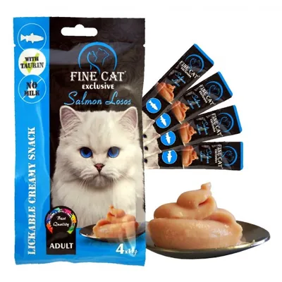 Ласощі для котів Fine Cat кремові з лососем, 4 штуки
