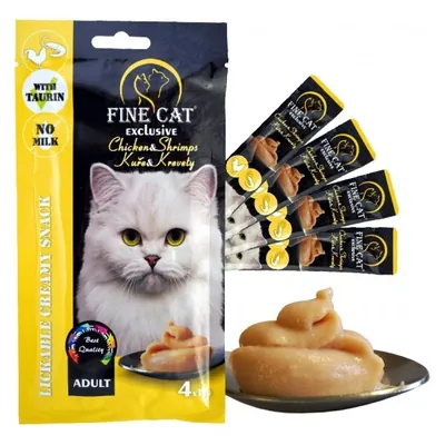 Ласощі для котів Fine Cat кремові з куркою та креветкою, 4 штуки