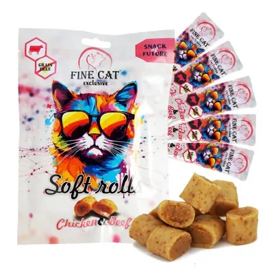 Ласощі для котів Fine Cat рулетики курка та яловичина, 5 штук
