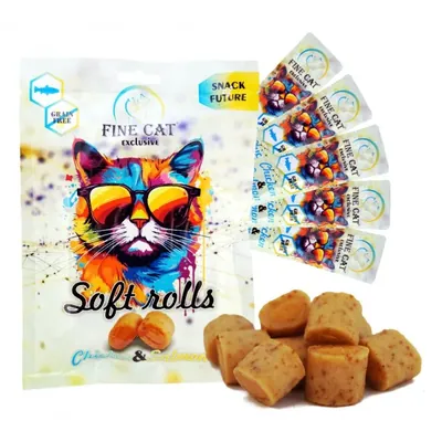 Ласощі для котів Fine Cat рулетики курка та лосось, 5 штук