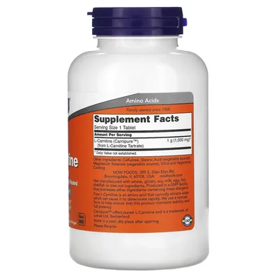 L-Карнітін NOW L-Carnitine 1000 мг таблетки №100