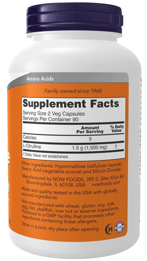 L-цитрулін NOW L-Citrulline 750 мг вег. капсули №180