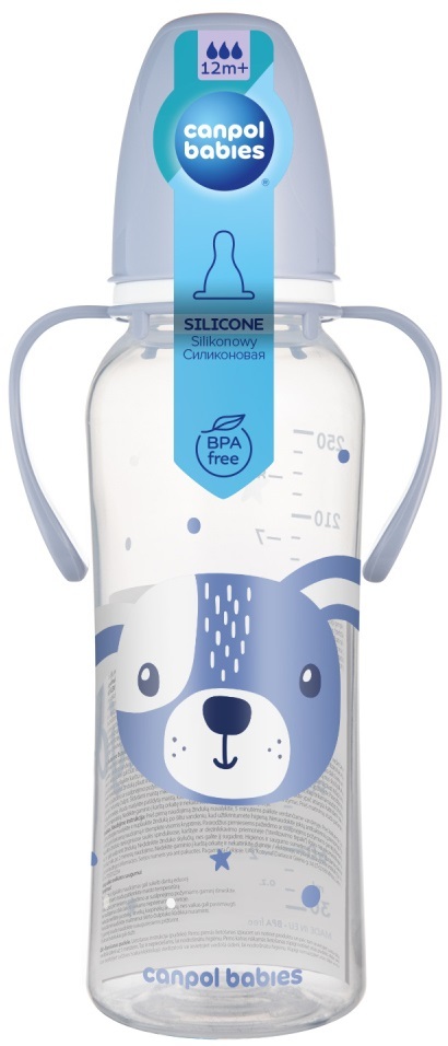 Бутылочка Canpol Babies Cute Animals 11/845_blu с ручками синяя, 250 мл