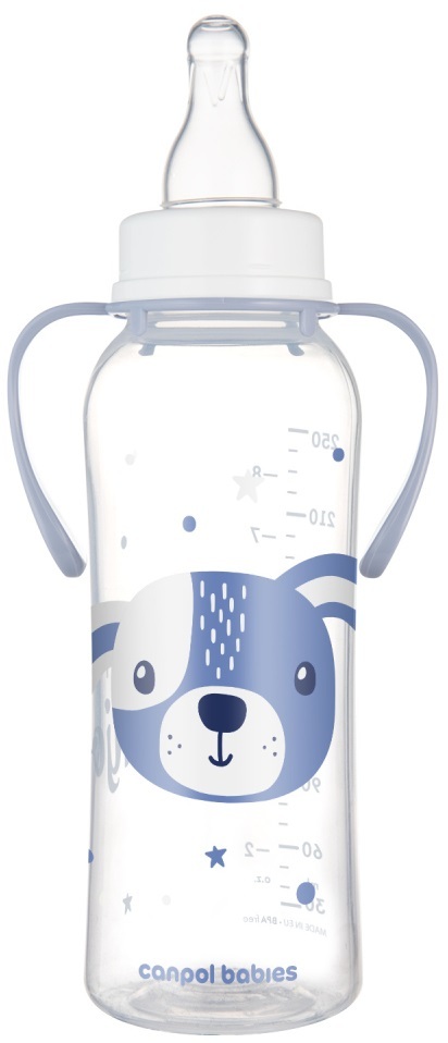 Пляшечка Canpol Babies Cute Animals 11/845_blu з ручками синя, 250 мл