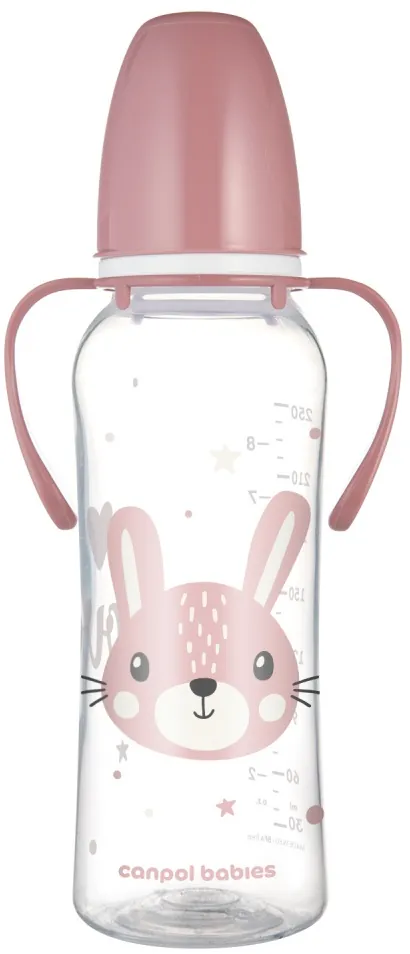 Пляшечка Canpol Babies Cute Animals 11/845_pin з ручками рожева, 250 мл