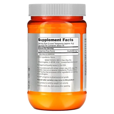 L-аргінін NOW Sports L-Arginine порошок, 454 г