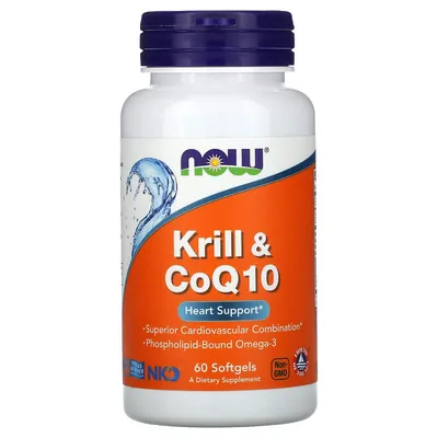 Криль та Коензим Q10 NOW Krill & CoQ10 м'які капсули №60