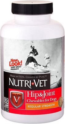 Добавка Nutri-Vet Hip and Joint Regular Strength Связки и суставы 1й уровень для собак, 120 таблеток жевательных