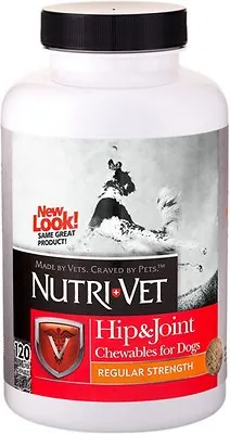 Добавка Nutri-Vet Hip and Joint Regular Strength Зв'язки та суглоби 1й рівень для собак, 120 таблеток жувальних