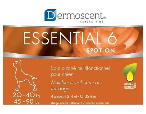 Догляд за шкірою та шерстю Dermoscent Essential 6 spot-on для собак 20-40 кг, 4 піпетки по 2,4 мл