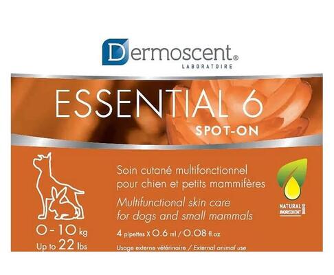Уход за кожей и шерстью Dermoscent Essential 6 spot-on для собак 0-10 кг, 4 пипетки по 0,6 мл