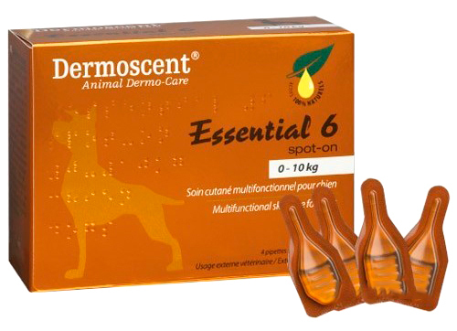 Догляд за шкірою та шерстю Dermoscent Essential 6 spot-on для собак 0-10 кг, 4 піпетки по 0,6 мл