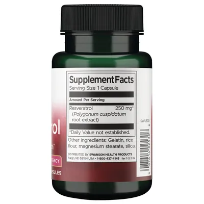 Ресвератрол Swanson Resveratrol 250 мг, 30 капсул