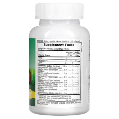 Ферменты с пробиотиками для детей Nature's Plus Tummy Zyme Animal Parade тропические фрукты, 90 таблеток