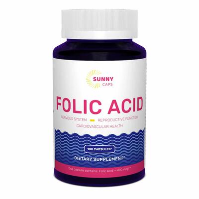 Фолиевая кислота Sunny Caps Folic Acid 400 мкг, 100 капсул