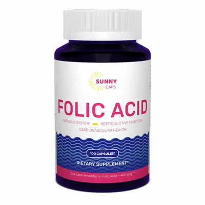 Фолієва кислота Sunny Caps Folic Acid 400 мкг, 100 капсул
