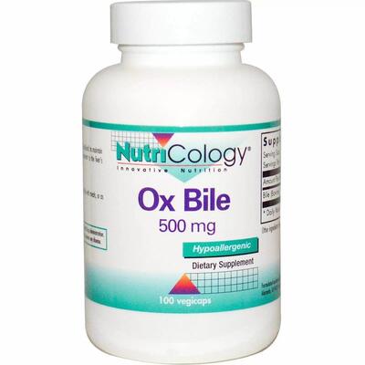 Экстракт бычьей желчи Nutricology Ox Bile 500 мг, 100 капсул