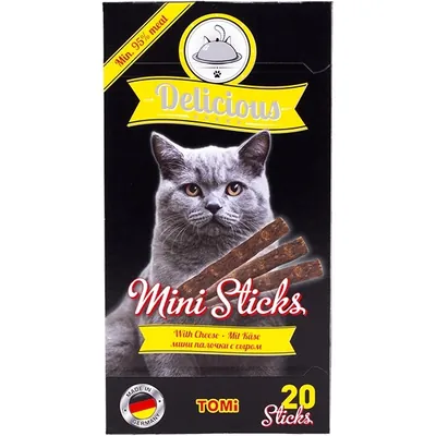 Ласощі для котів TOMi Delicious Mini Sticks Cheese палички з сиром, 40 г