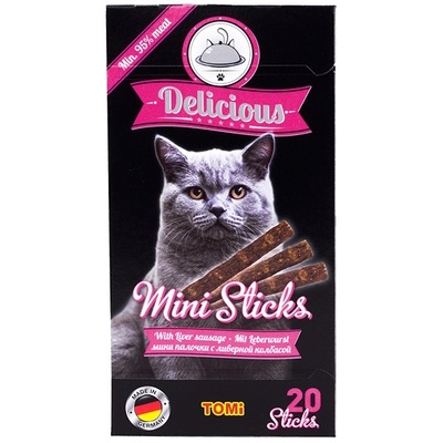 Лакомство для котов TOMi Delicious Mini Sticks Liver Sausage палочки с ливерной колбасой, 40 г