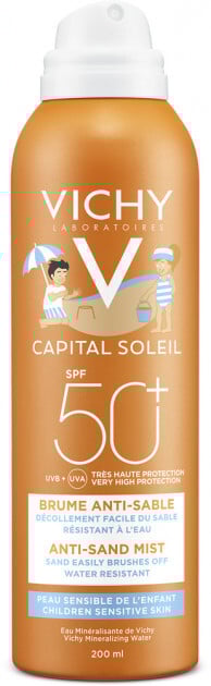 Аэрозоль солнцезащитный Vichy Capital Soleil детский, с технологией «АНТИ-ПЕСОК» SPF50+, 200 мл