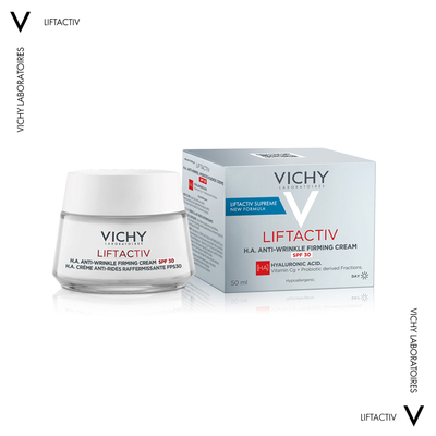 Крем для лица Vichy LiftActiv H.A. SPF30 антивозрастной длительного действия коррекция морщин и упругость, для всех типов кожи, 50 мл