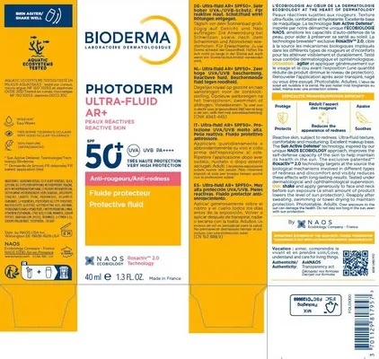 Флюїд сонцезахисний Bioderma Photoderm Ultra-Fluid AR+ SPF50+ для чутливої шкіри з розацеа, 40 мл