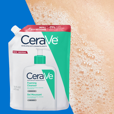 Гель интенсивно очищающий CeraVe для нормальной и жирной кожи лица и тела, сменный блок, 473 мл