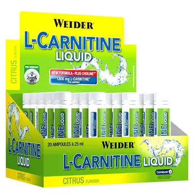 Жироспалювач Weider L-Carnitine Liquid citrus, 40 штук по 25 мл