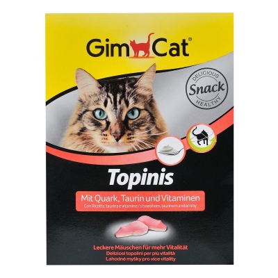 Витамины для кошек GimCat Topinis в форме мышек со вкусом творога, 180 таблеток