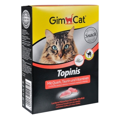 Витамины для кошек GimCat Topinis в форме мышек со вкусом творога, 180 таблеток