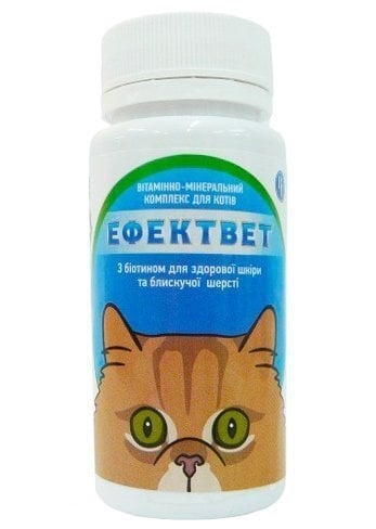 Кормовая добавка для котов Эффектвет с биотином по 0,5 г таблетки, 100 штук