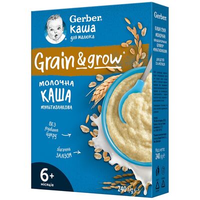Каша молочная Gerber мультизлаковая для детей с 6 месяцев, 240 г