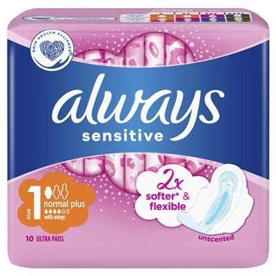Прокладки гігієнічні Always Ultra Sensitive Normal, 4 краплі, 1 розмір, 10 шт